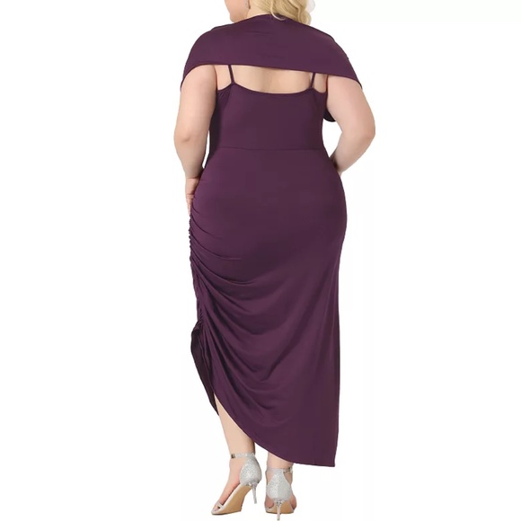Plus Size Bodycon Dress Spaghetti Strap | Ruched Cowl Neck  Dress 4X - Picture 6 of 7